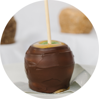 Picture of chocolate covered caramel apple